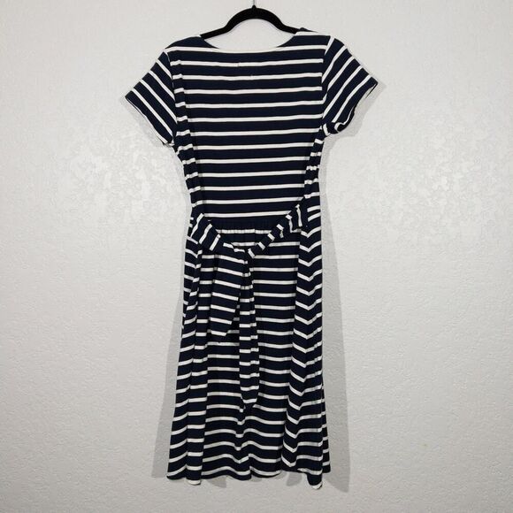 Hope & Henry Navy White Stripe Organic Tie-Waist Knit Dress Size 8 - Picture 7 of 8